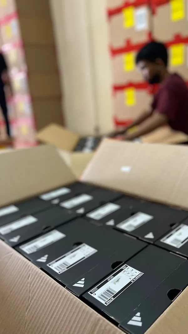 Staff packing and quality-checking an order before dispatch